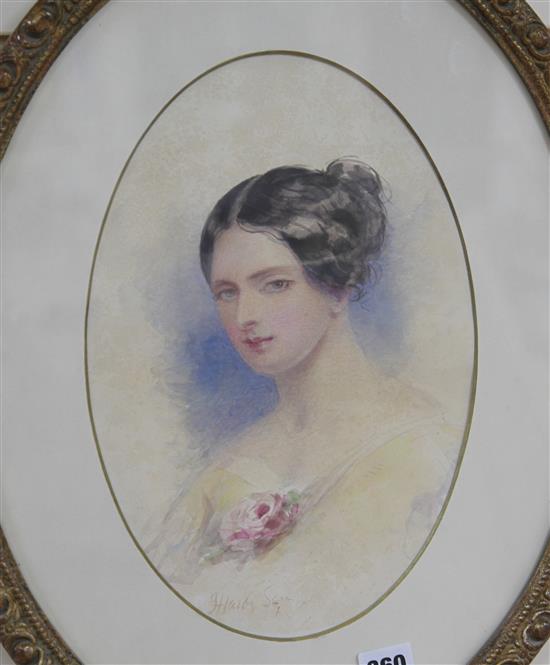 J. Hardy Senior, watercolour, Portrait of a young lady, signed, 31 x 21cm